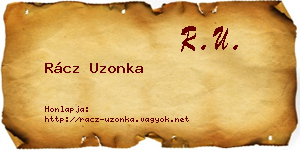 Rácz Uzonka névjegykártya
